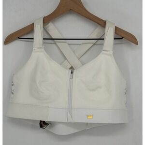 SHEFIT Flex Sports Bra Womens 1Luxe White High Impact Zip Front Adjustable